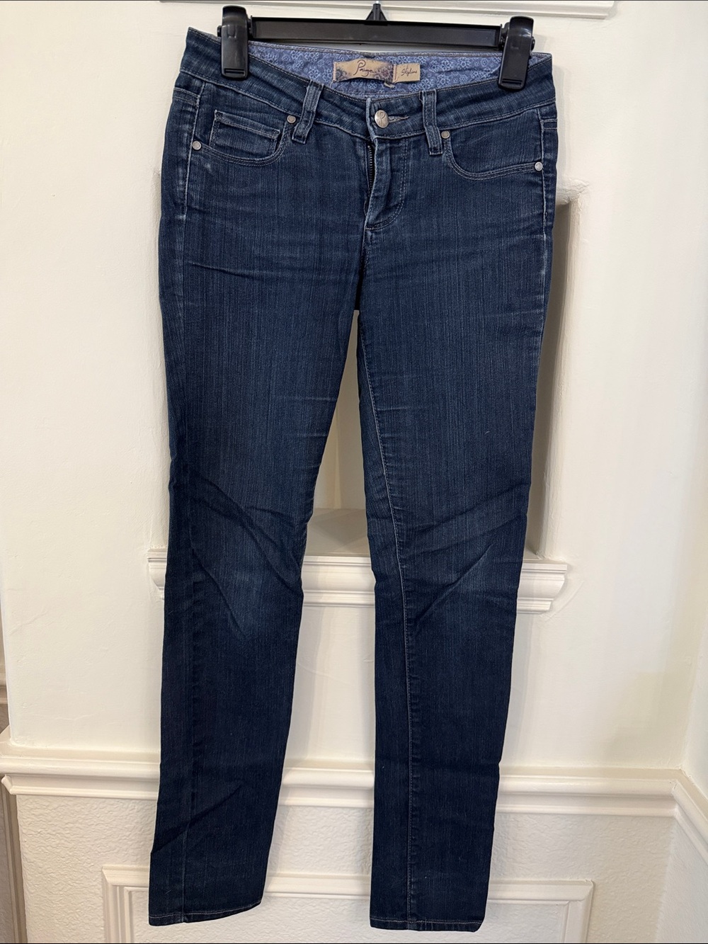 Paige Women's Straight Leg Jeans in Dark Blue Wash